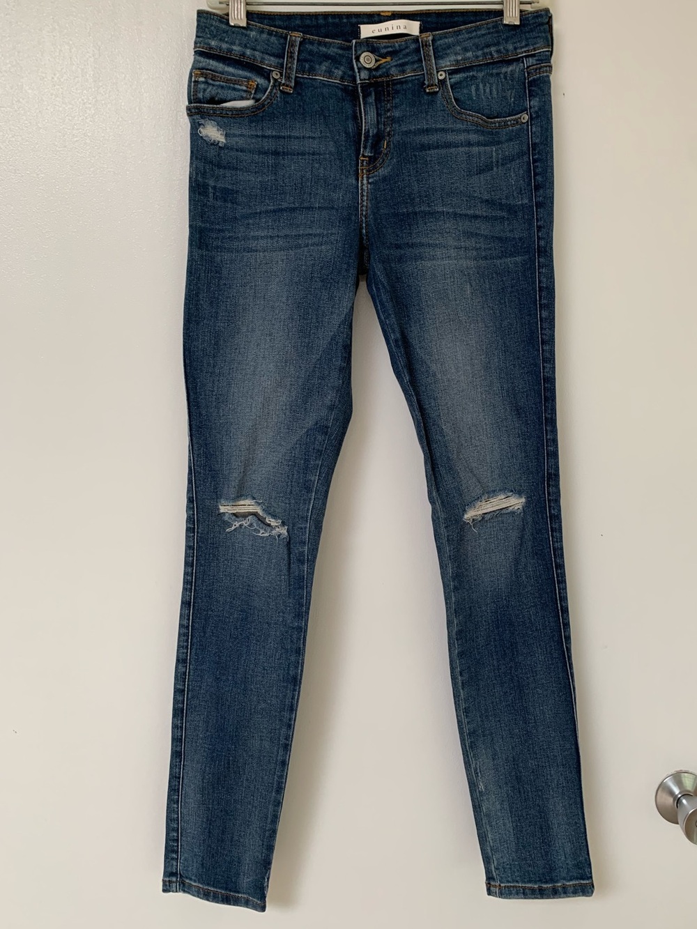 eunina Dark Blue Distressed Skinny Jeans